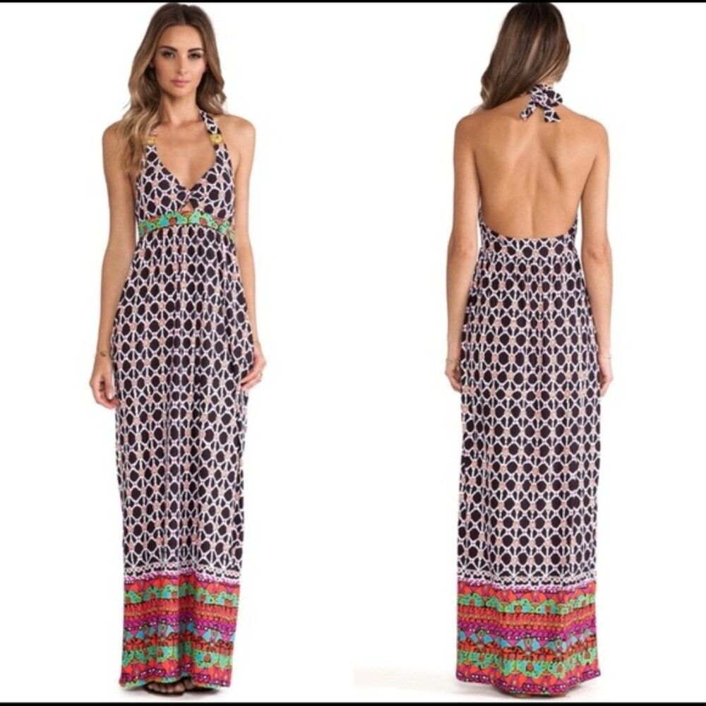 Trina Turk Venice Beach halter dress in mocha size small